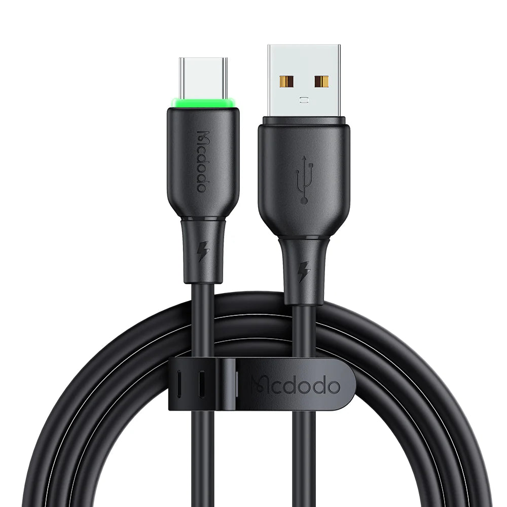 Mcdodo Silicone 6A USB C Data Cable with LED 1.2m Fast Charging - Black