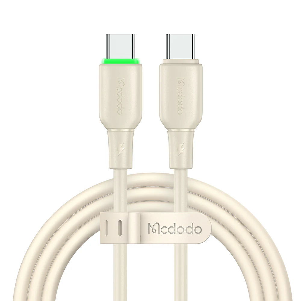 Mcdodo Silicone USB C to USB C 65W Data Cable with LED 1.2m - Beige