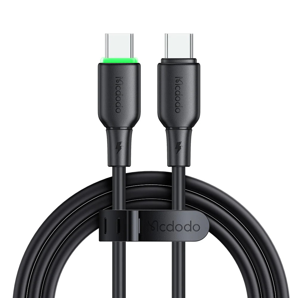 Mcdodo Silicone USB C to USB C 65W Data Cable with LED 1.2m - Black