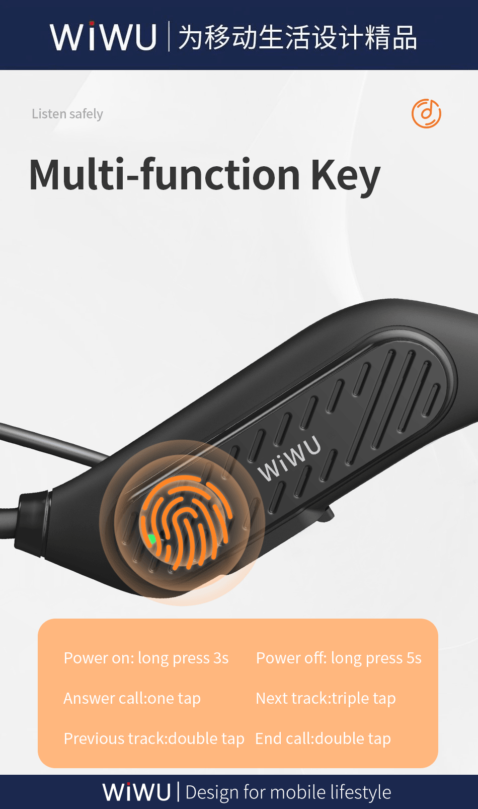 سماعة رأس لاسلكية من ويوو - أسودQ1