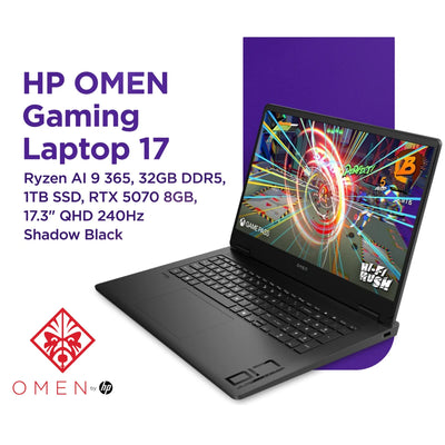 HP OMEN 17 (2025) 17-db1002ne - Ryzen AI 9 365, RTX 5070 8GB, 32GB, 1TB, 17.3" 2.5K 240Hz - Shadow Black