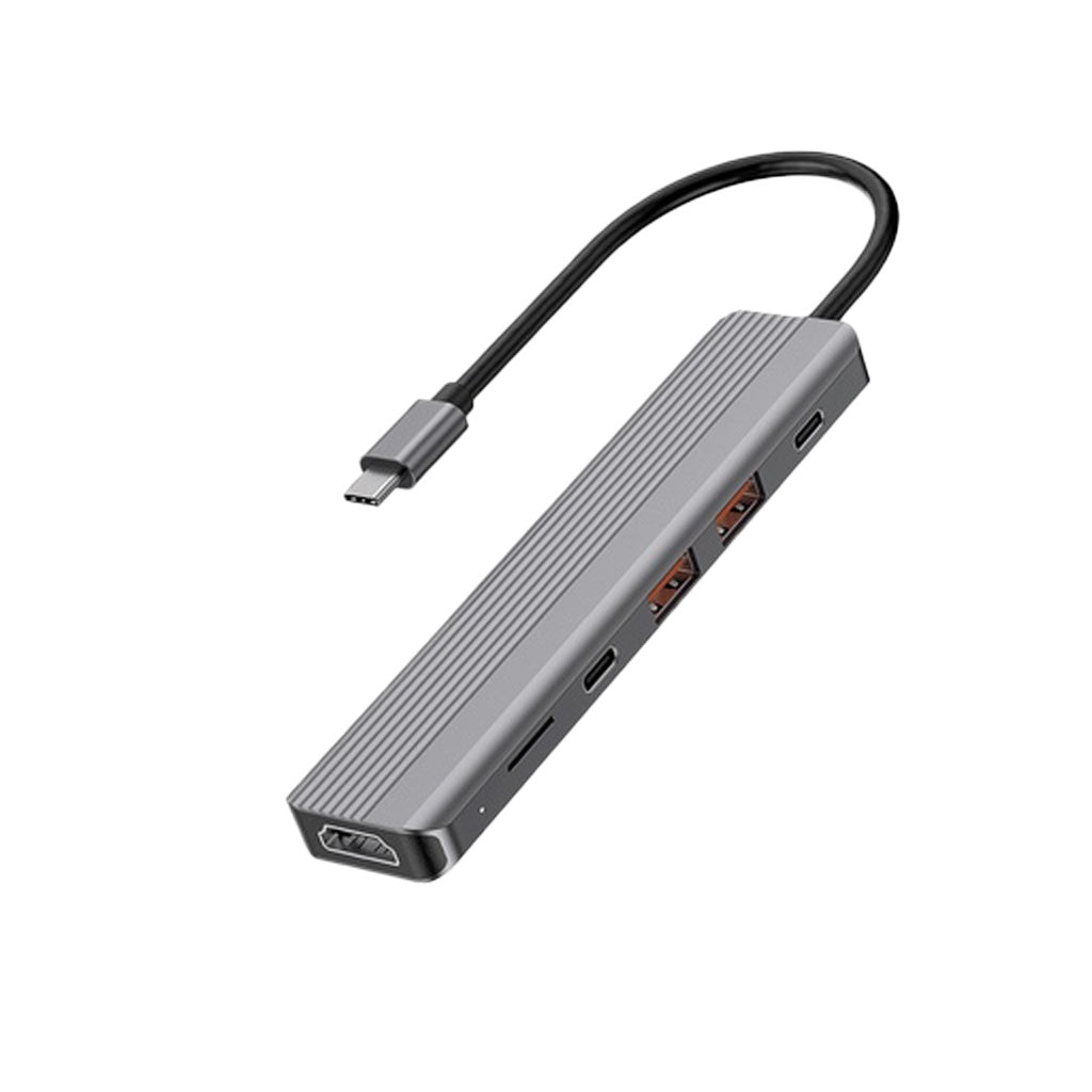 Powerology 6 in 1 Slim 4K HDMI USB-C Hub PD 100W