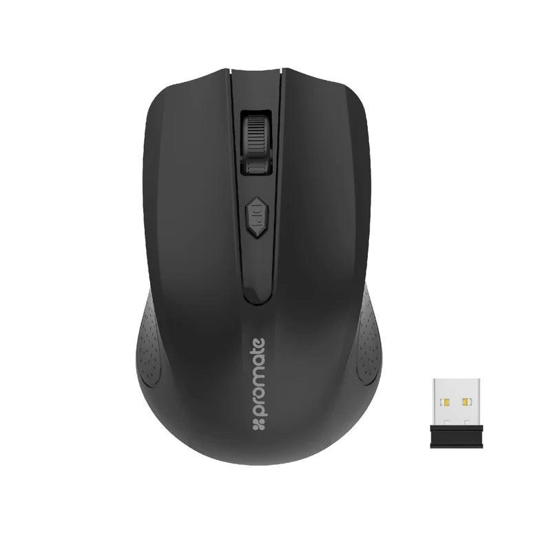 PROMATE Clix-8 Wireless Ergonomic Mouse with High Precision - Black