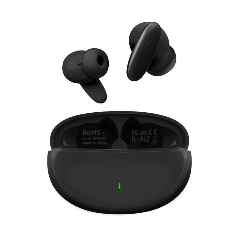 PROMATE Lush Acoustic TWS Earphones Sleek Design - Black