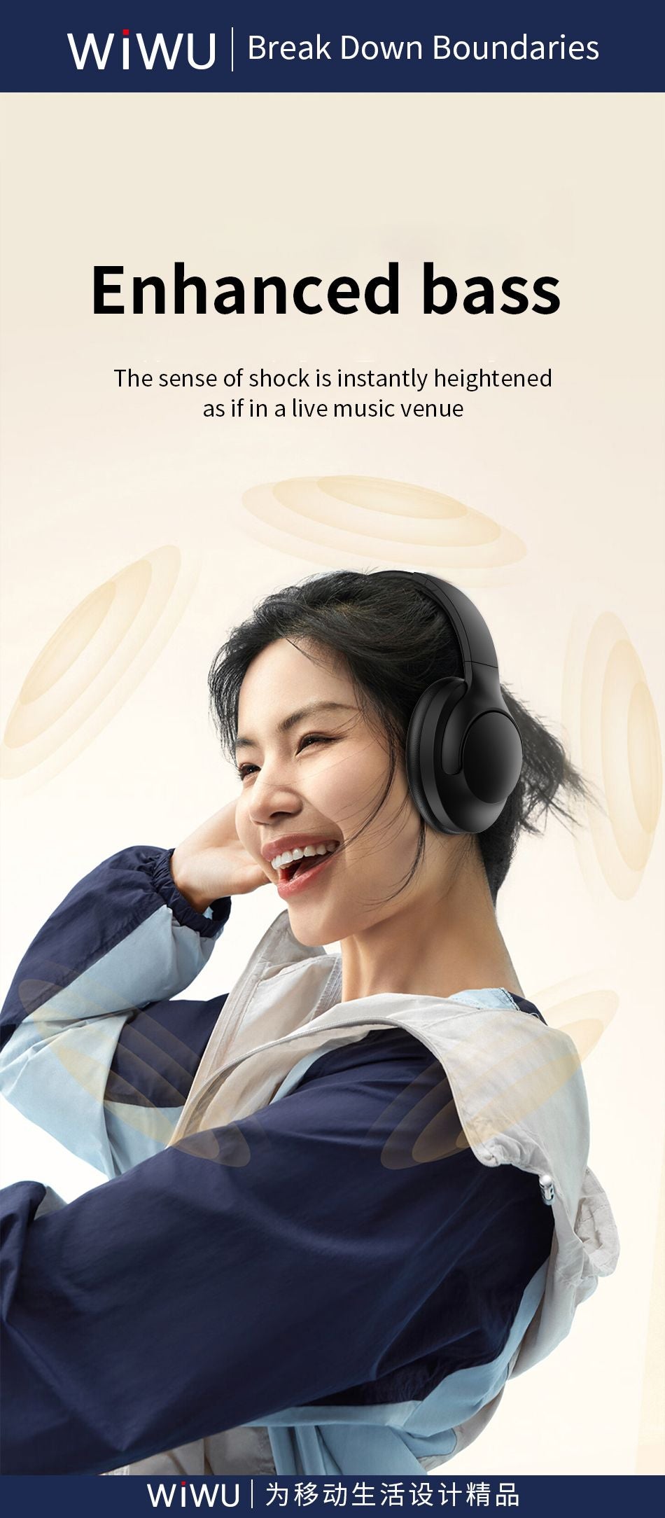 WIWU Elite Wireless Headset TD 08 Comfort & Exceptional Audio - Black