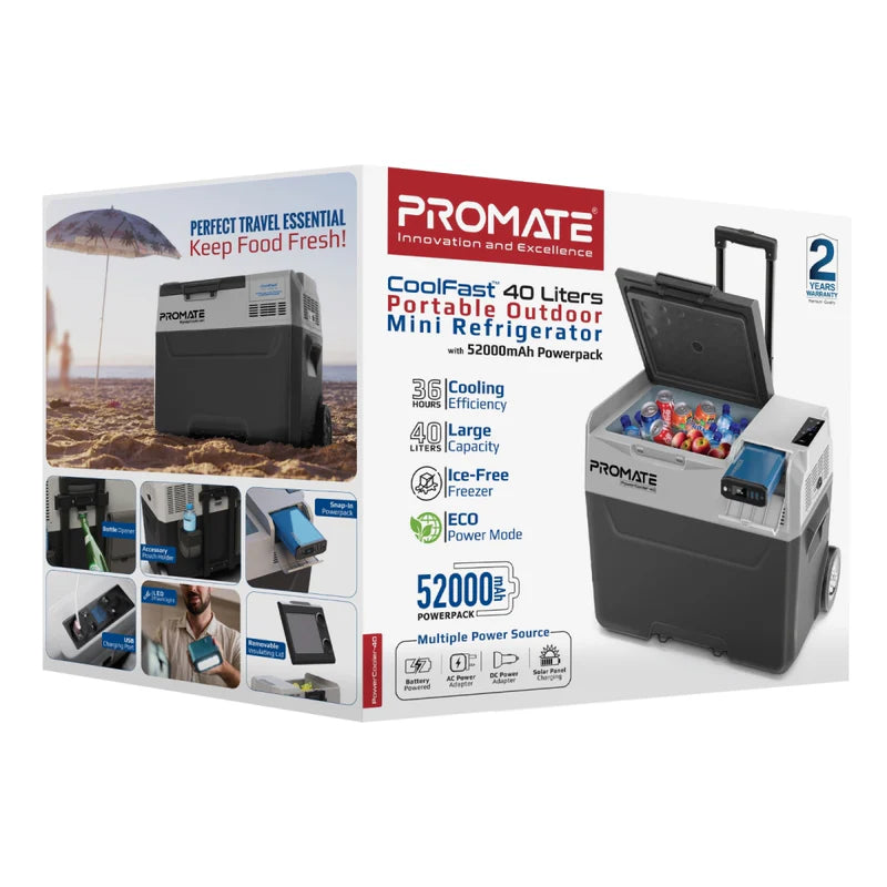 ثلاجة محمولة Promate PowerCooler-40 40 لتر مع باورباك