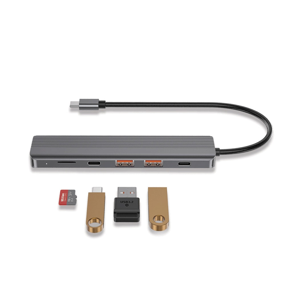 Powerology 6 in 1 Slim 4K HDMI USB-C Hub PD 100W