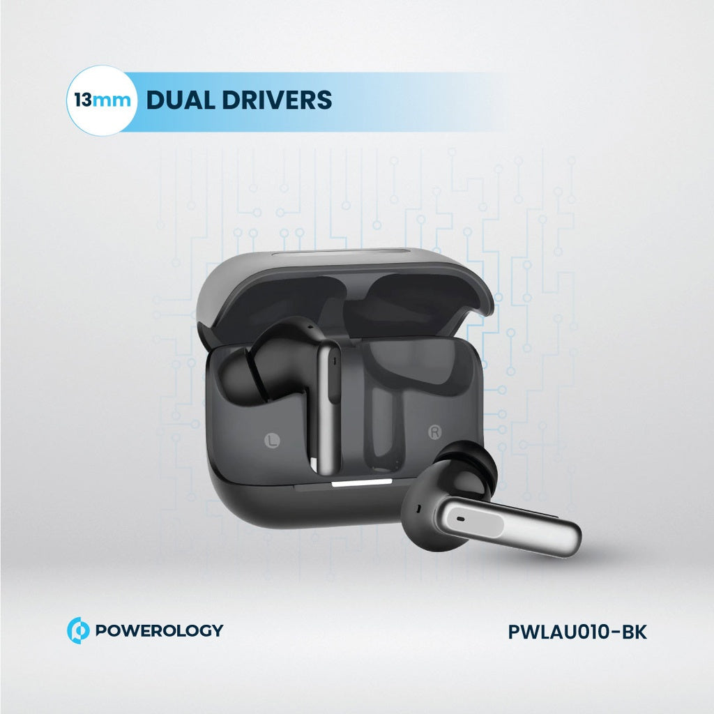 Powerology 6 Mic ANC + ENC True Wireless Earbuds