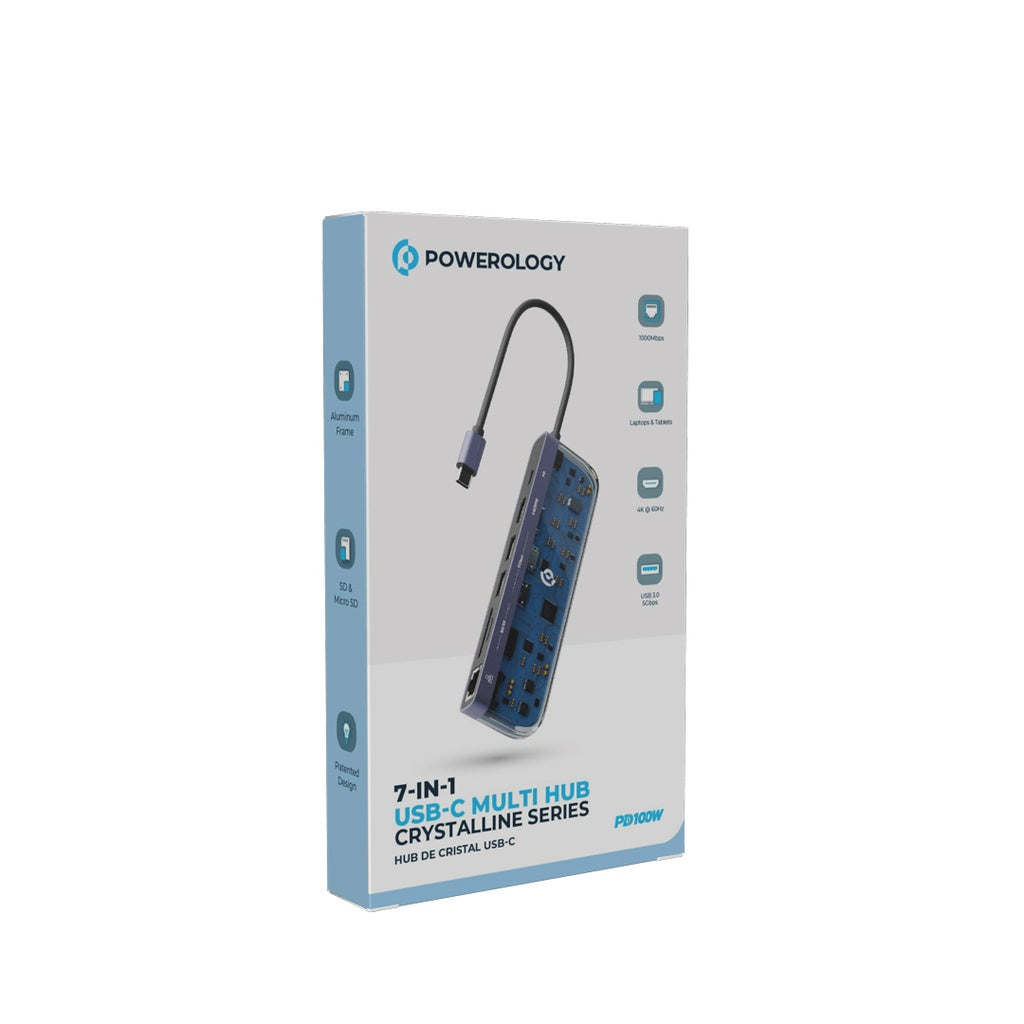 Powerology 7-in-1 Multi Hub – Crystalline Series USB-C Adapter