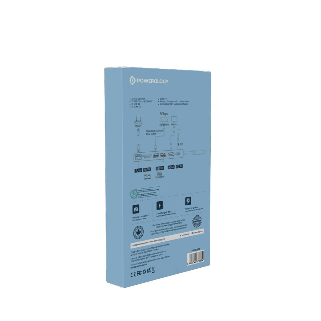Powerology 7-in-1 Multi Hub – Crystalline Series USB-C Adapter