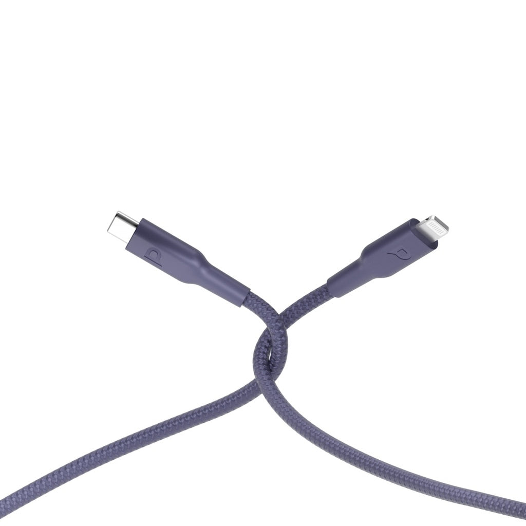 كابل Powerology مضفر PD 60W Type-C إلى Lightning بطول 1.2م