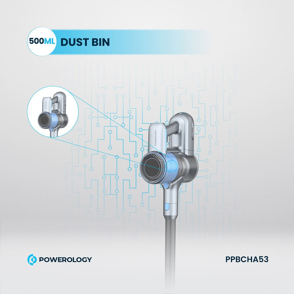 Powerology Cordless Stick Vacuum – Detachable Battery – Dark Grey