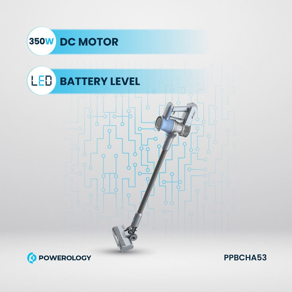 Powerology Cordless Stick Vacuum – Detachable Battery – Dark Grey
