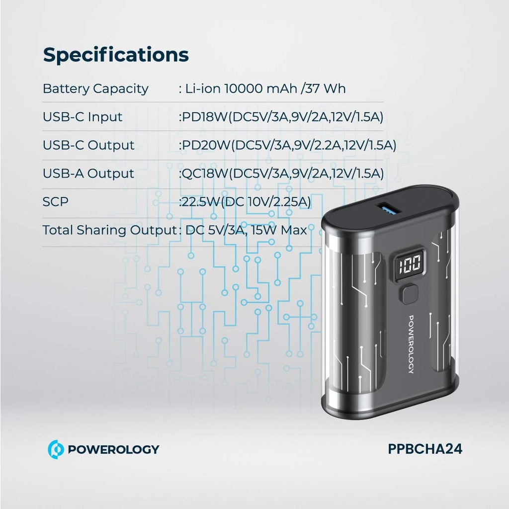 باور بانك Powerology Crystalline 10000mAh شحن سريع 35W