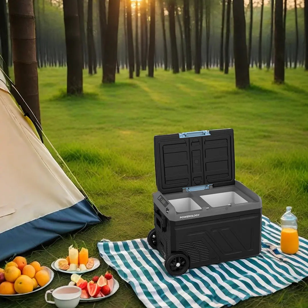 ثلاجة ومجمد ذكيان من باورولوجي بمقصورة مزدوجة سعة 40 لترًا