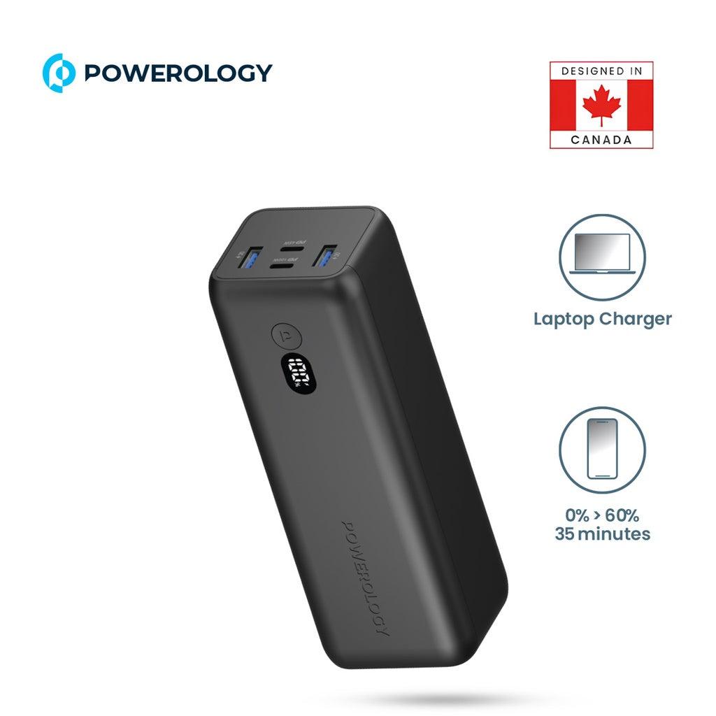 Powerology Onyx 30000mAh Dual USB-C Fast Power Bank