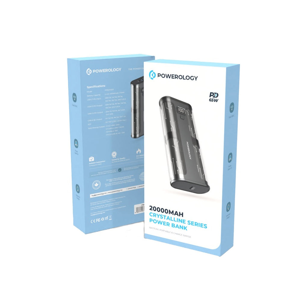 Powerology Crystalline 20000mAh 65W PD Fast Power Bank