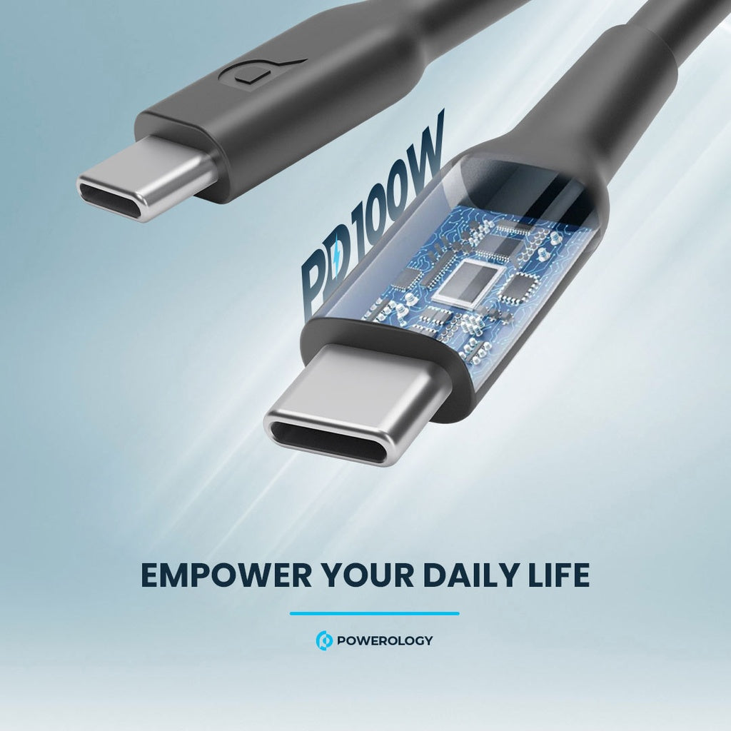 كيبل Powerology تايب C إلى تايب C شحن سريع ومتين