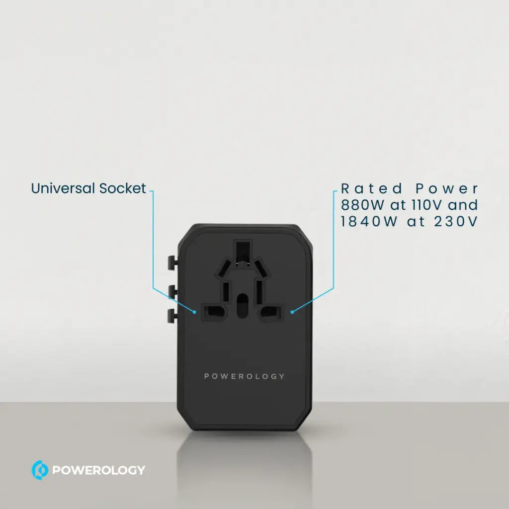 شاحن Powerology عالمي بثلاثة منافذ USB-A