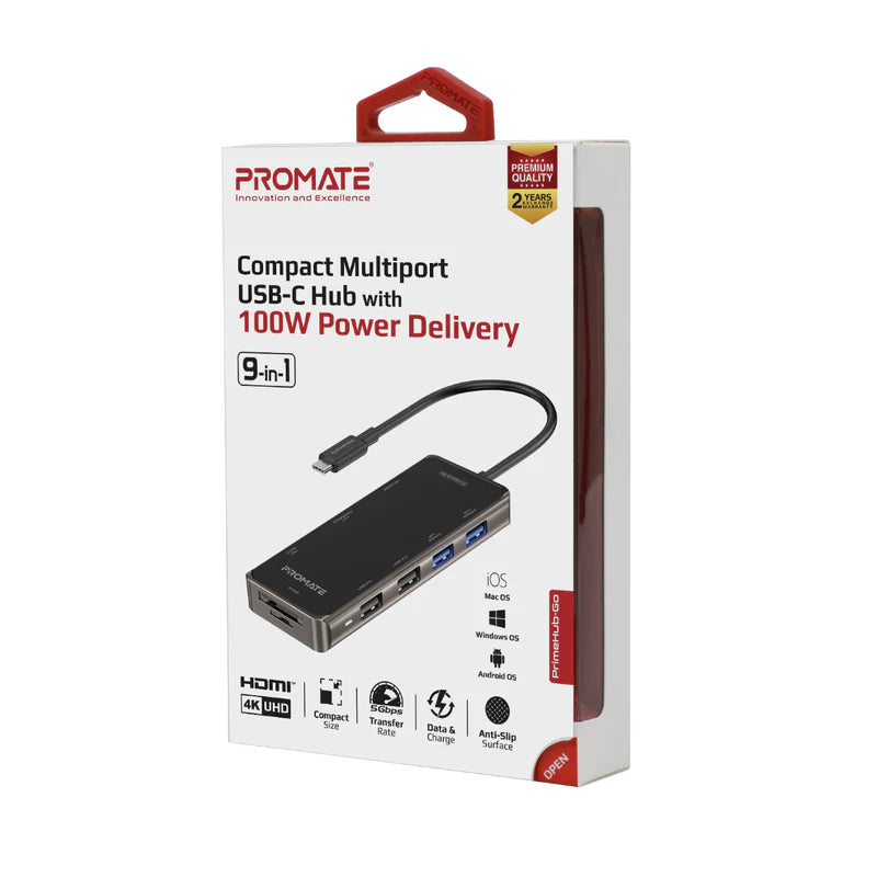 وصلة USB-C متعددة 9-في-1 Promate PrimeHub-Go