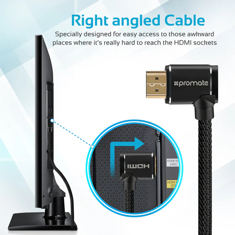 كيبل HDMI بزاوية 90° 4K Promate ProLink4K1 بطول 3م