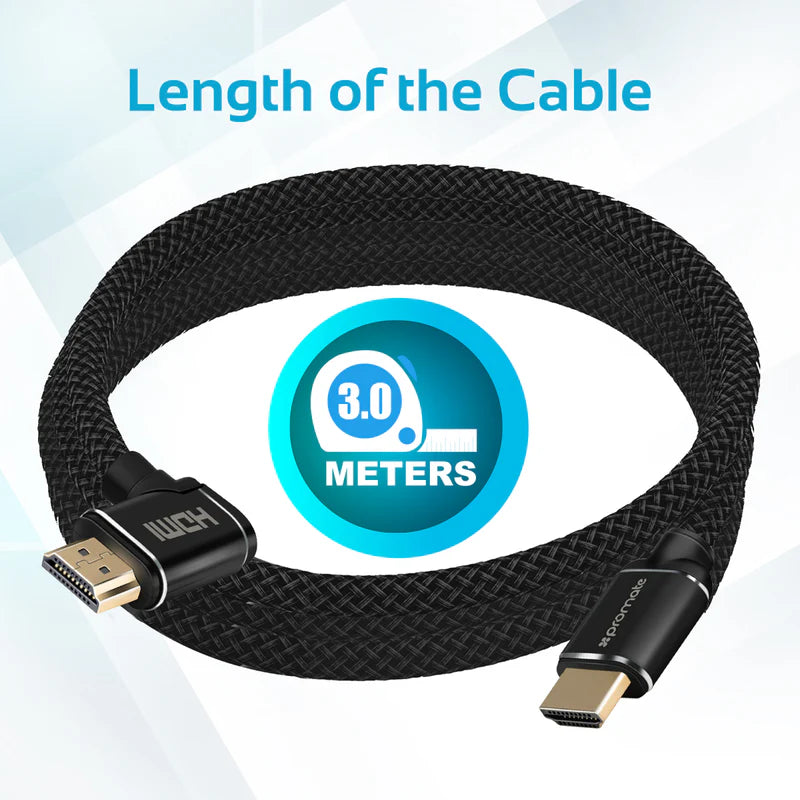 كيبل HDMI بزاوية 90° 4K Promate ProLink4K1 بطول 3م