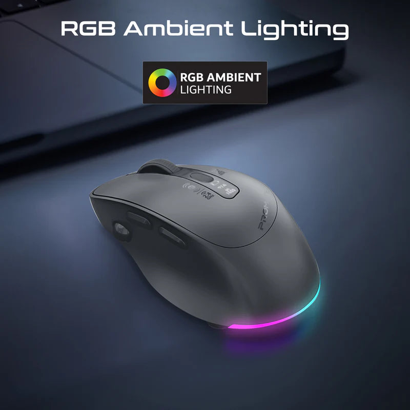 Promate Blix-3M Silent-Click 1600DPI Triple-Mode Rechargeable Mouse w/ Multi-Device Connectivity