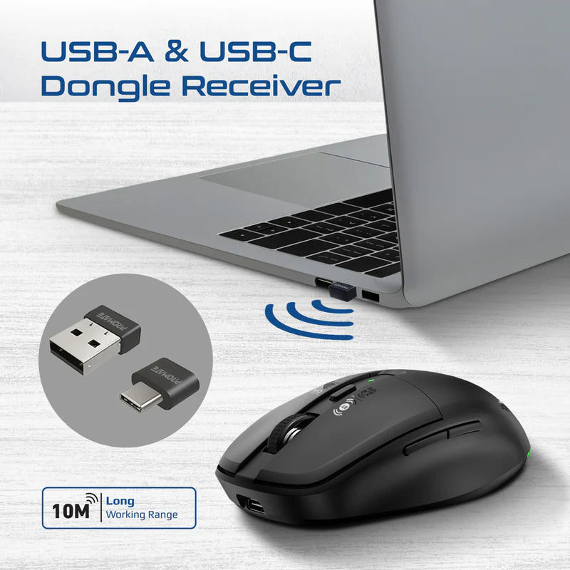 ماوس لاسلكي Promate Flixi ثنائي الوضع مع بطارية قابلة للشحن