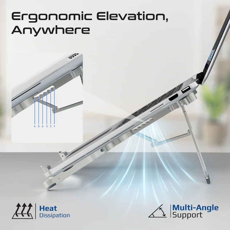 Promate FoldiX Compact Multi-Level Folding Laptop Stand w/ Anti-Slip Design