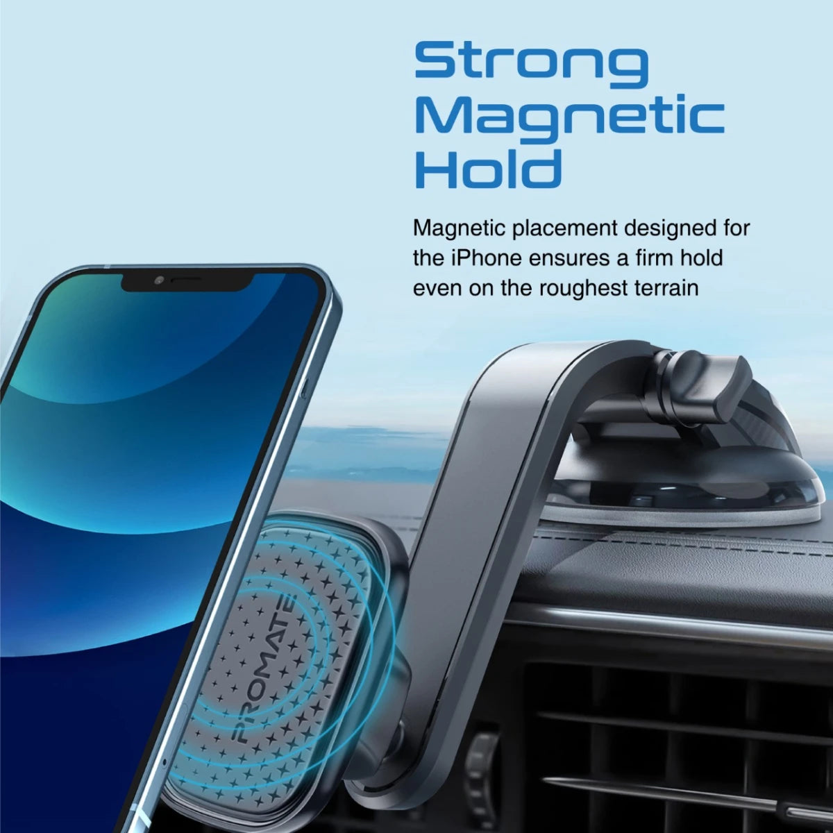 Promate MagMount XL Magnetic Car Phone Holder 360° Rotatable