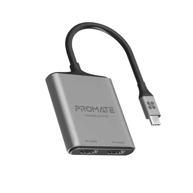 Promate USB-C to Dual HDMI Adapter 4K High Definition - Grey