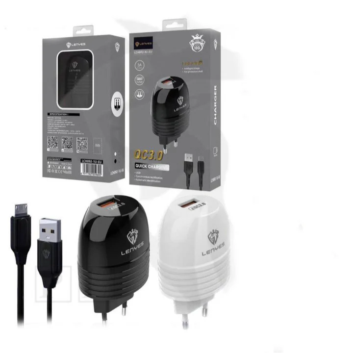 Lenyes LCH092-EU – شاحن سريع مع كابل Type-C إلى iPhone (أوروبي)