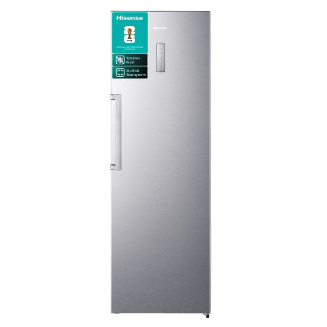 Hisense RL3N484NAI 355L Upright Refrigerator Silver - Front View No Frost