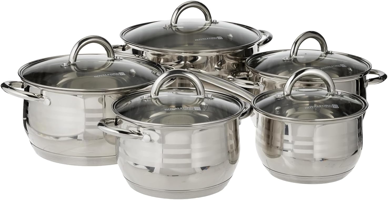 Royalford RF10390 10Pcs Stainless Steel Cookware Set