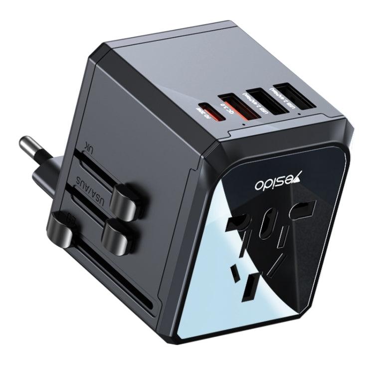 Yesido Universal Travel Adapter Plug 20W 3 USB + Type-C Ports Multi-function