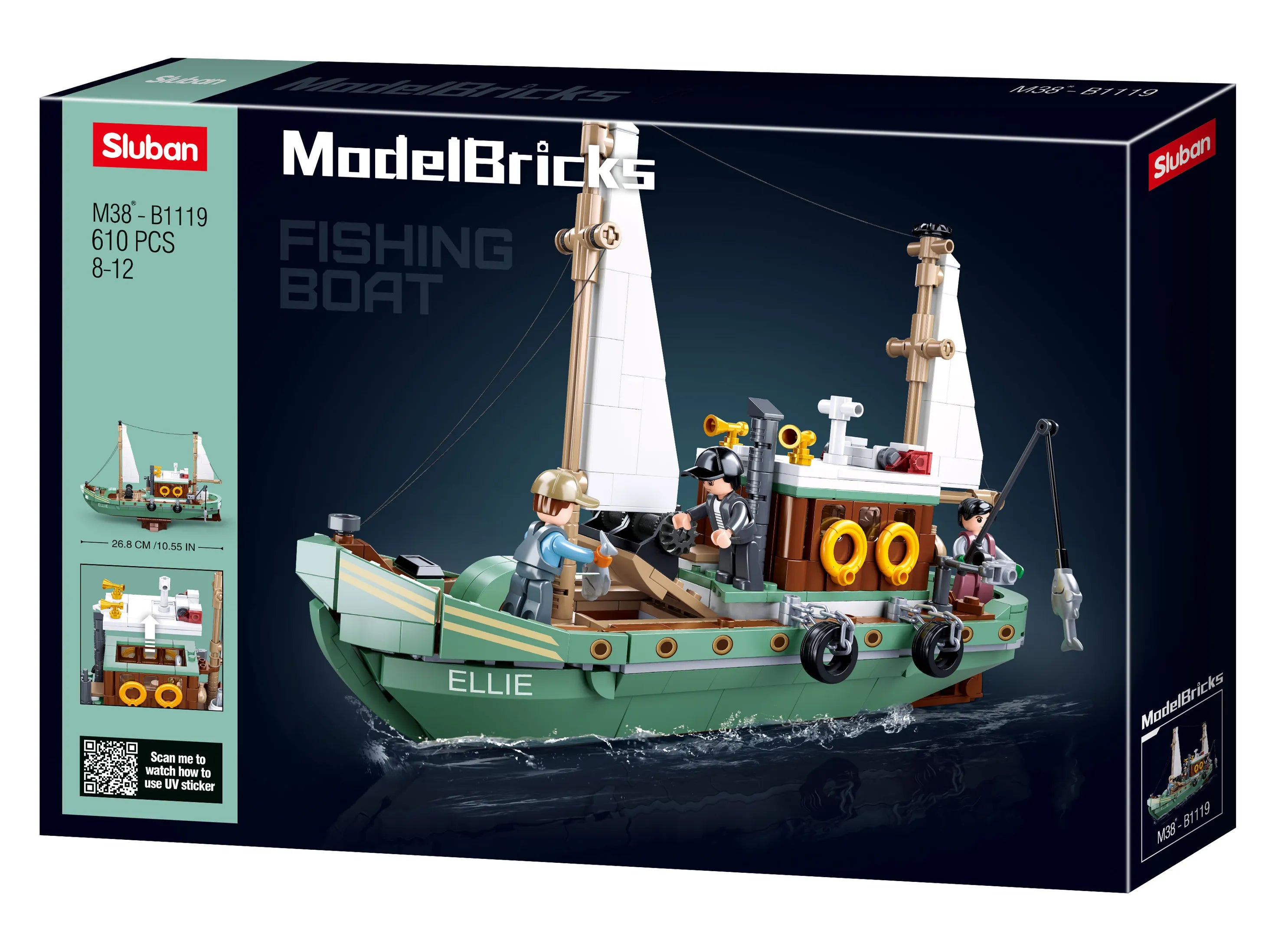مجموعة بناء Sluban Fishing Boat - 1119 قطعة
