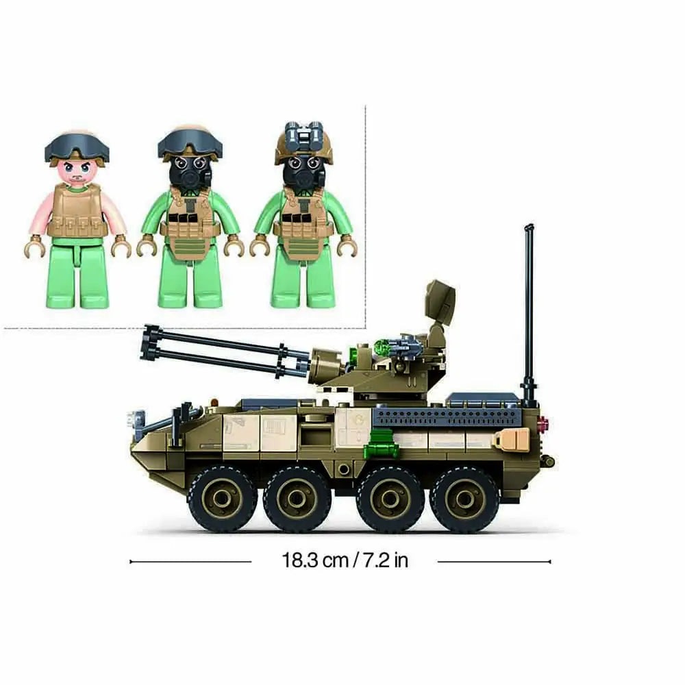 Sluban Army Tank OEF Stryker ADS Military Building Set 310 Pieces | M38-B1258
