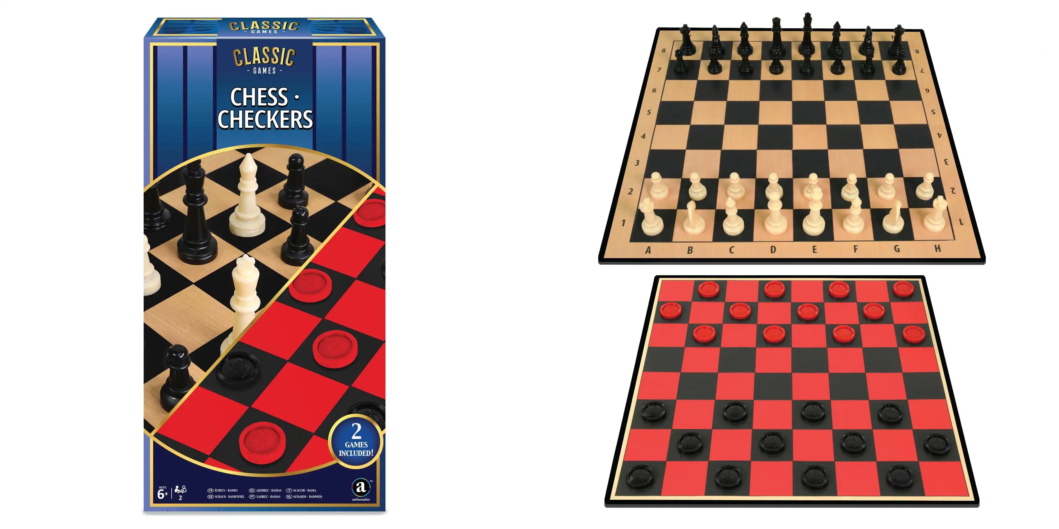 Ambassador Classic Games – 2 in 1 Chess & Checkers (Basic)