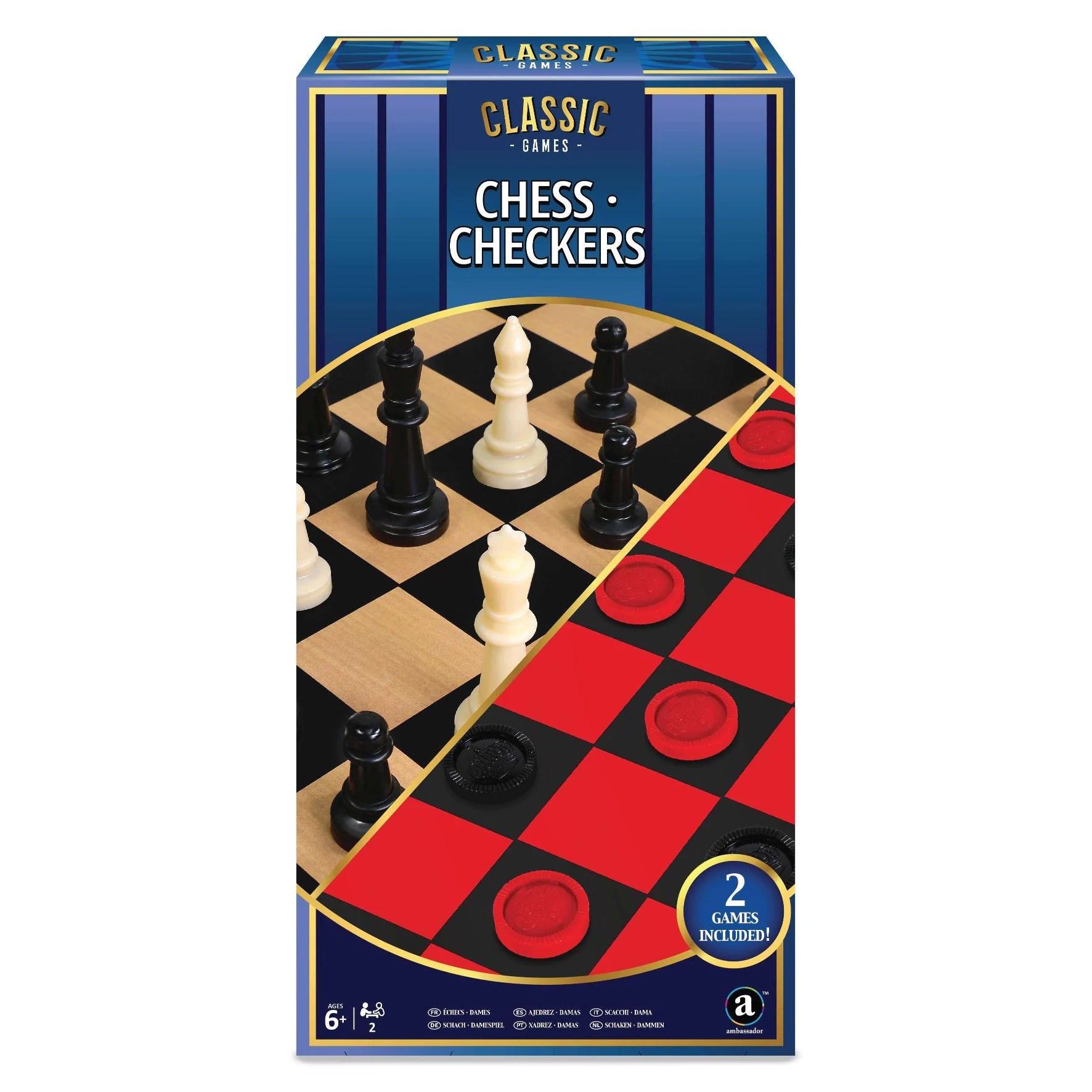 Ambassador Classic Games – 2 in 1 Chess & Checkers (Basic)