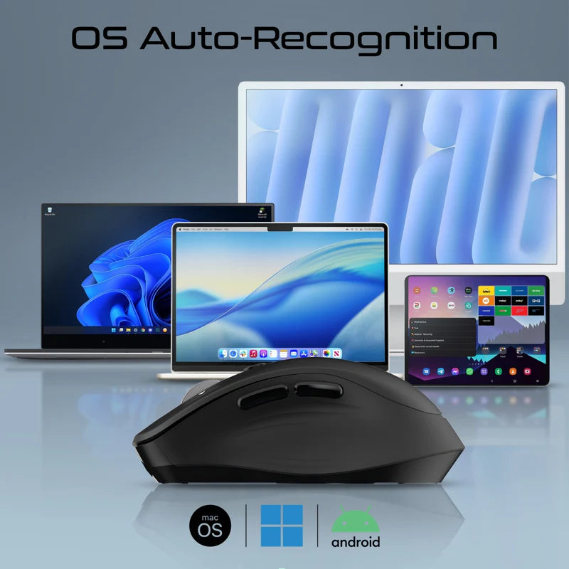 Promate SamoTri Tri-Connect Wireless Mouse with Rechargeable Battery, 2.4G and Dual BT Connectivity