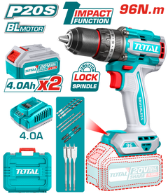 TOTAL 20V Brushless Cordless Impact Drill 96N.m (TIDLI20968)