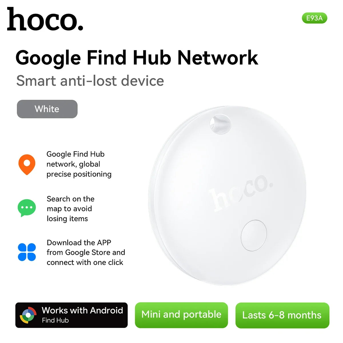 HOCO E93A Smart Tracker for Android – Google Find My Device Compatible