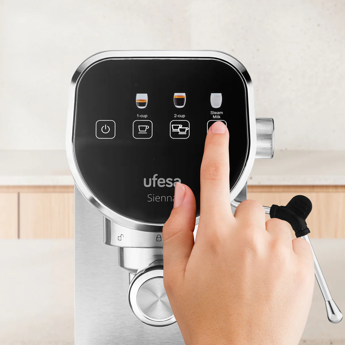 UFESA Sienna Thermoblock Espresso Machine - 20 Bar Coffee Maker with Steam Wand