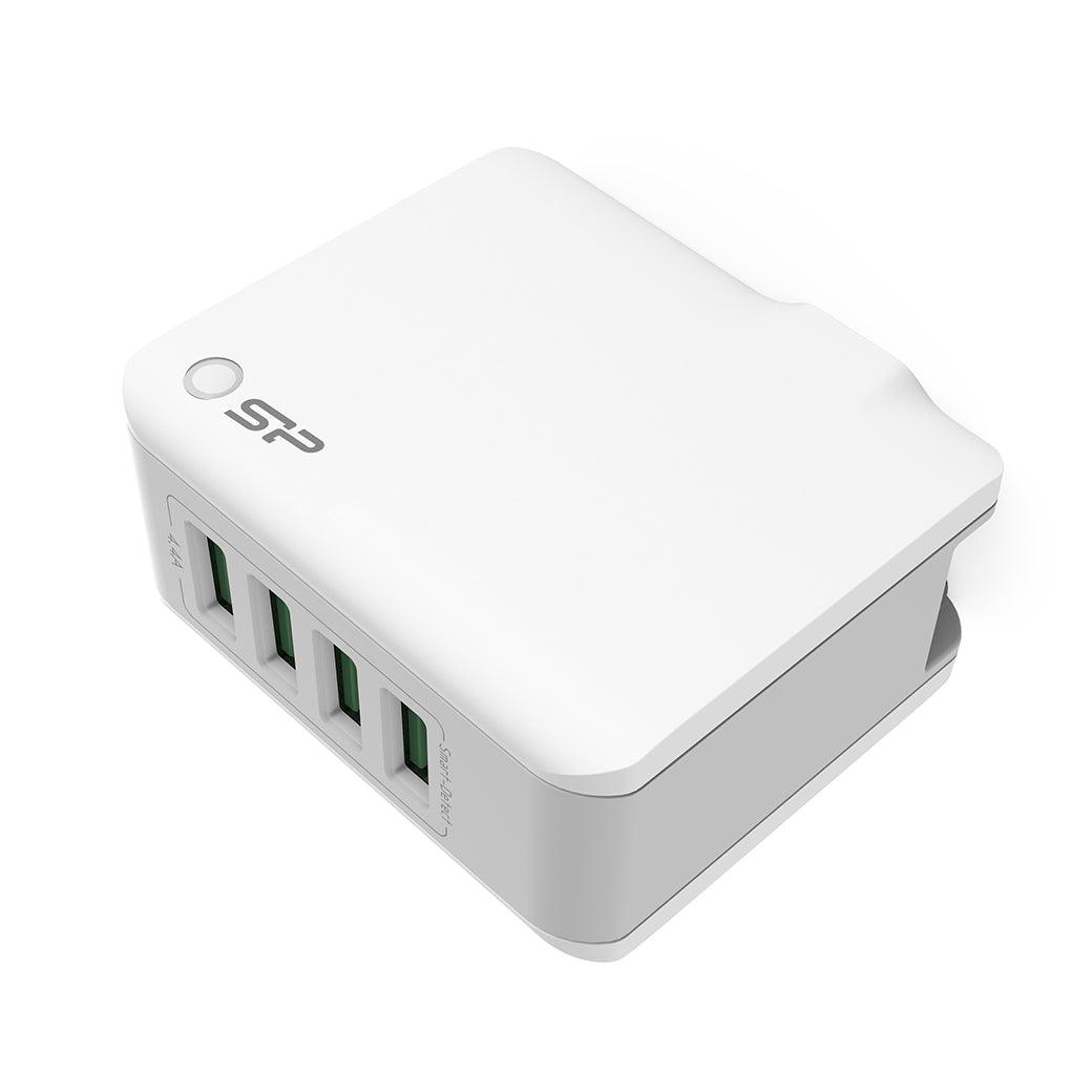 Silicon Power WC104P Wall Charger 4 USB Ports Fast Charging - White