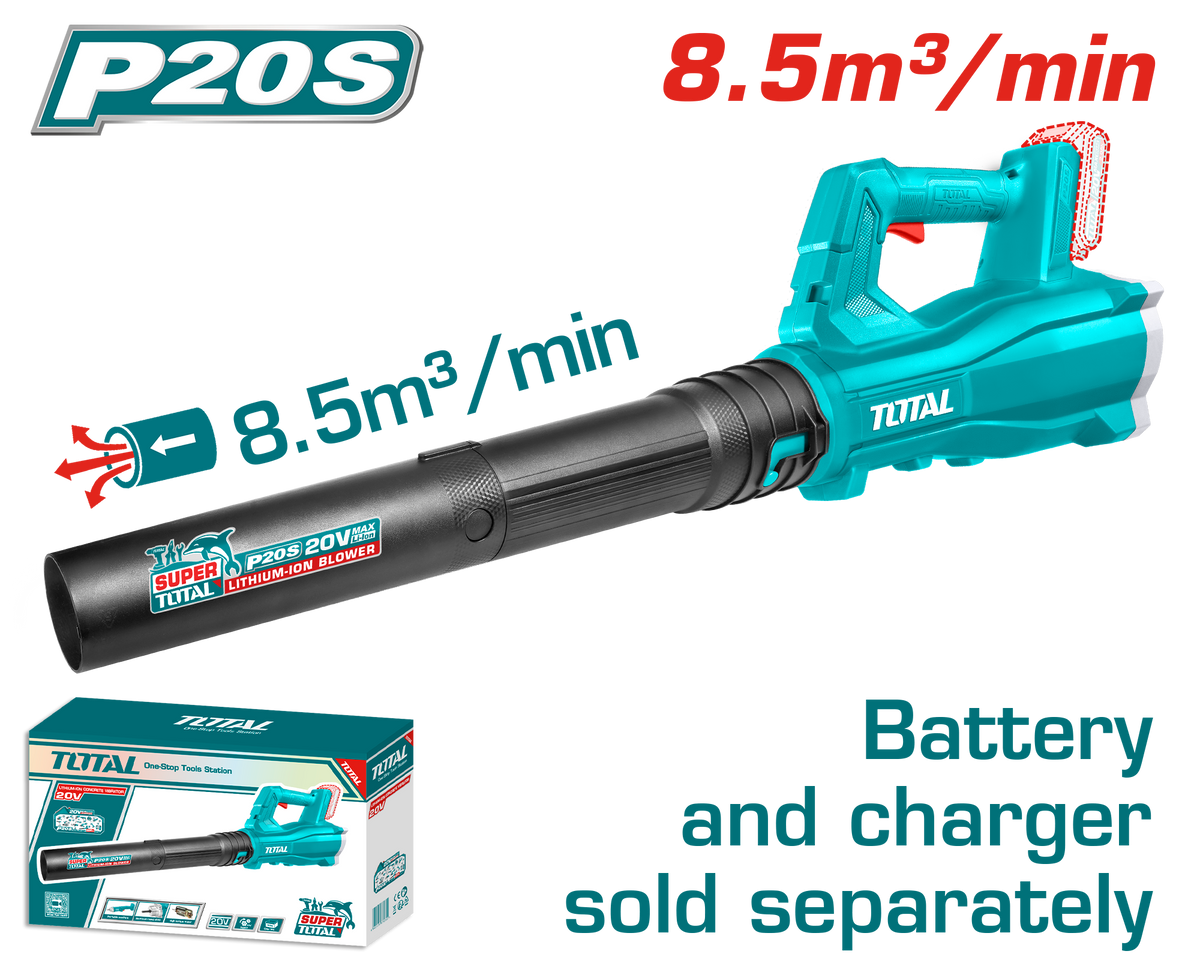 TOTAL Cordless Blower 20V – High-Speed Airflow for Outdoor Cleaning - Battery & Charger Sold Separately (TABLI20323)
