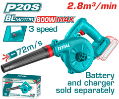 TOTAL 20V Brushless Cordless Blower | 72 m/s | 3 Speeds | Tool Only – No Battery & Charger | TABLI2068