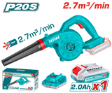 TOTAL Cordless Blower with 2.0Ah Battery and Charger – 20V, 18000rpm, 2.7 m³/min Air Volume (TABLI20781)