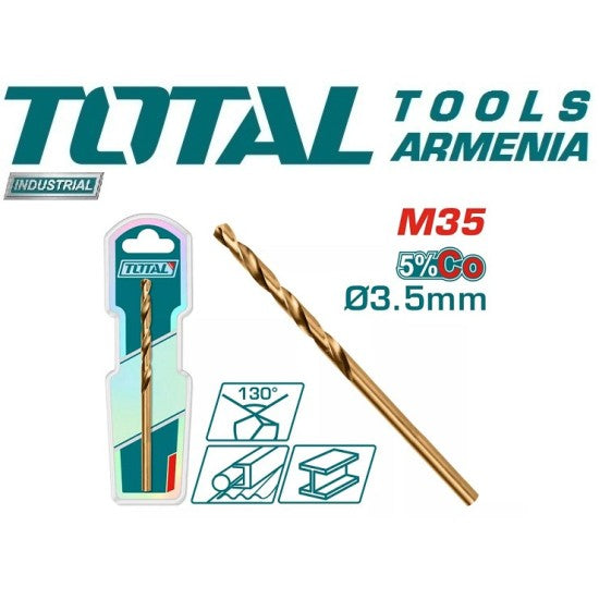 TOTAL 3.5mm Cobalt Drill Bit HSS CO-M35 TAC11203501
