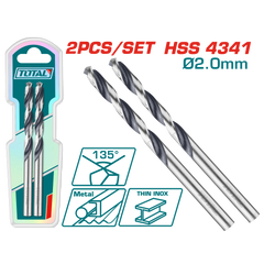 TOTAL HSS 4341 Drill Bit 2mm – 135° Point, 2 Pcs Set (TAC1200024)
