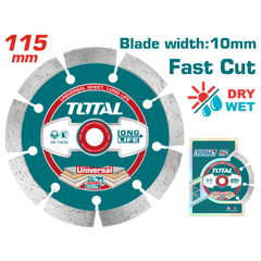 TOTAL Dry Diamond Cutting Disc 115mm (4.5") – For Stone, Concrete, Granite & Marble (TAC2111153)